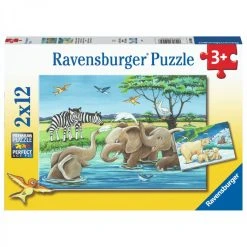 Ravensburger Puzzle 2x12 Piece Baby Safari Animals